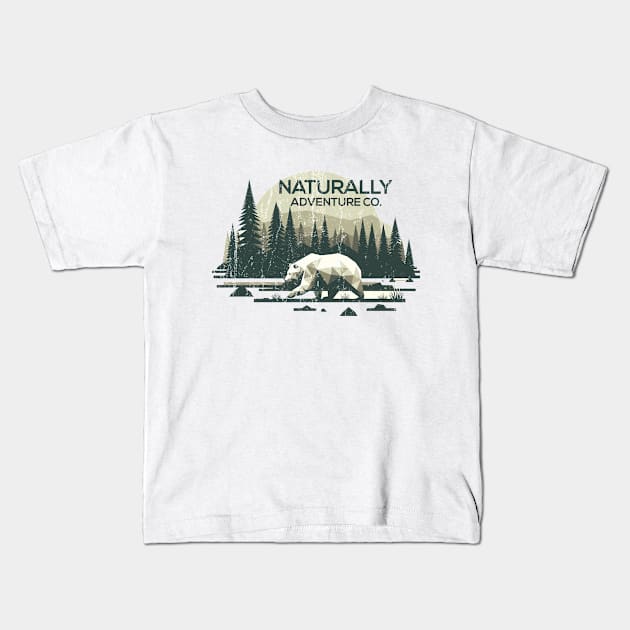 Polygon Bear in the forest Kids T-Shirt by Casually Fashion Store